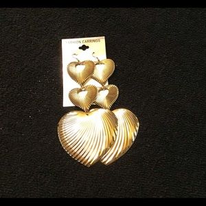 Gold Costume Heart Earrings